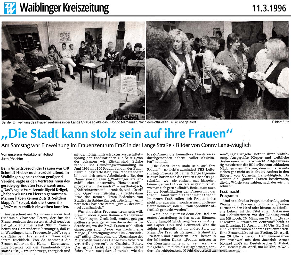 Einweihung Frauenzentrum FraZ