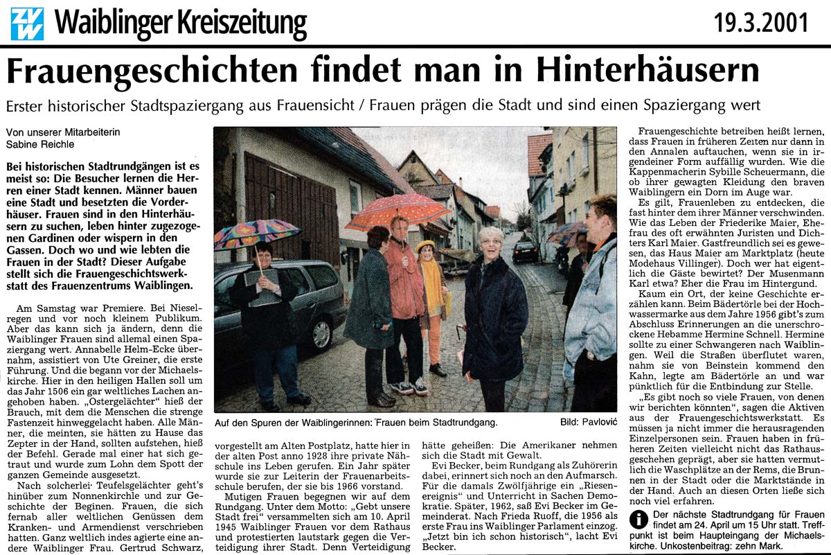Frauengeschichten findet man in Hinterhäusern
