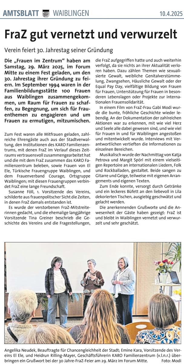 FraZ Jubiläumsfeier 30Jahre StKu