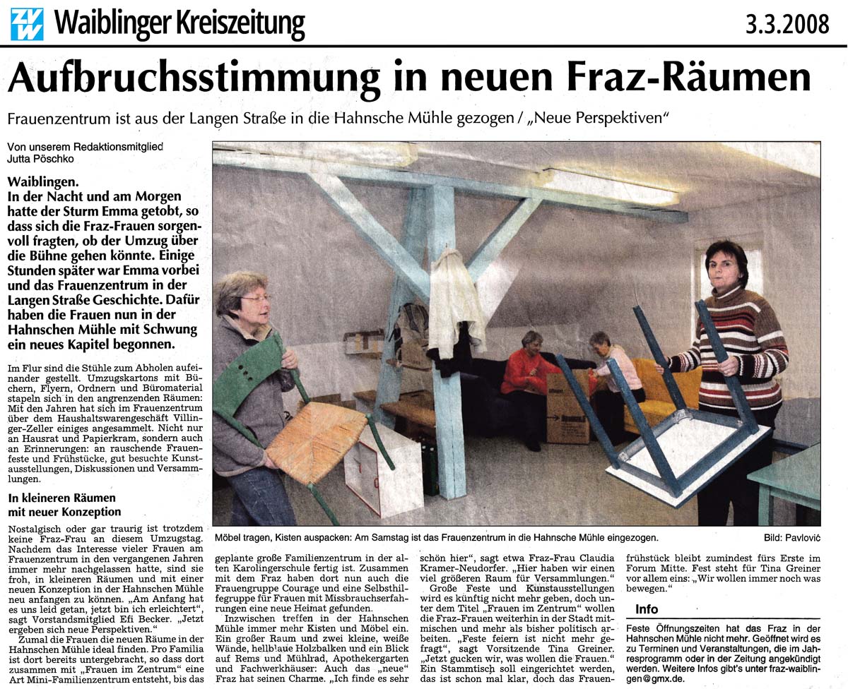 Neue FraZ-Räume