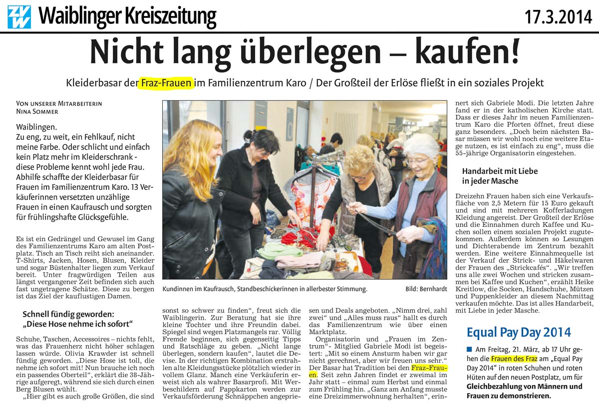Frauen-Kleiderbasar
